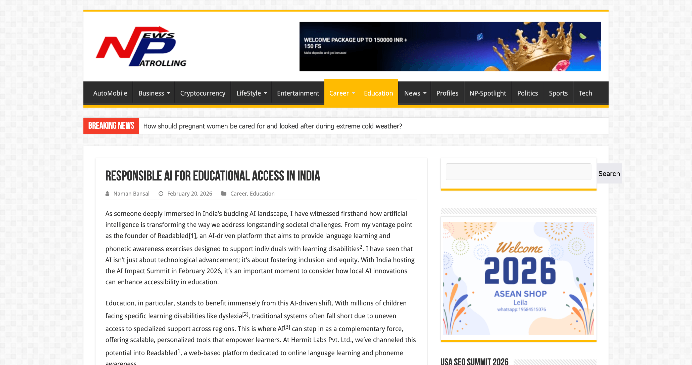 NewsPatrolling article: Responsible AI for educational access in India